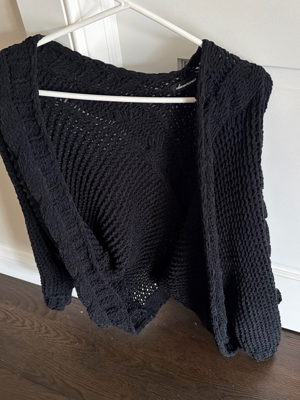 Olivaceous Black Open-Weave Women's Cardigan